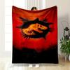 "Fiery Dinosaur Skull Jungle Design Warm Quilt– Flannel Blanket for Bedroom, Living Room, Sofa, and Nap