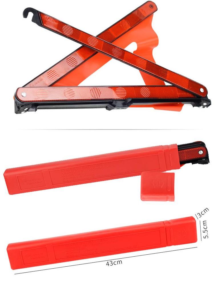 Compact Car-Mounted Reflective Triangle Emergency Warning Sign