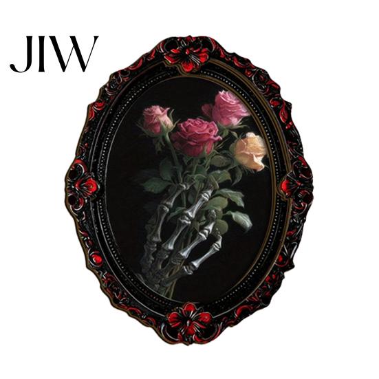Vintage Style Seasonal Ornaments Halloween Wooden Refrigerator Magnets, Gothic Oval Frame Fridge Magnets with Witch Small Holiday Souvenirs