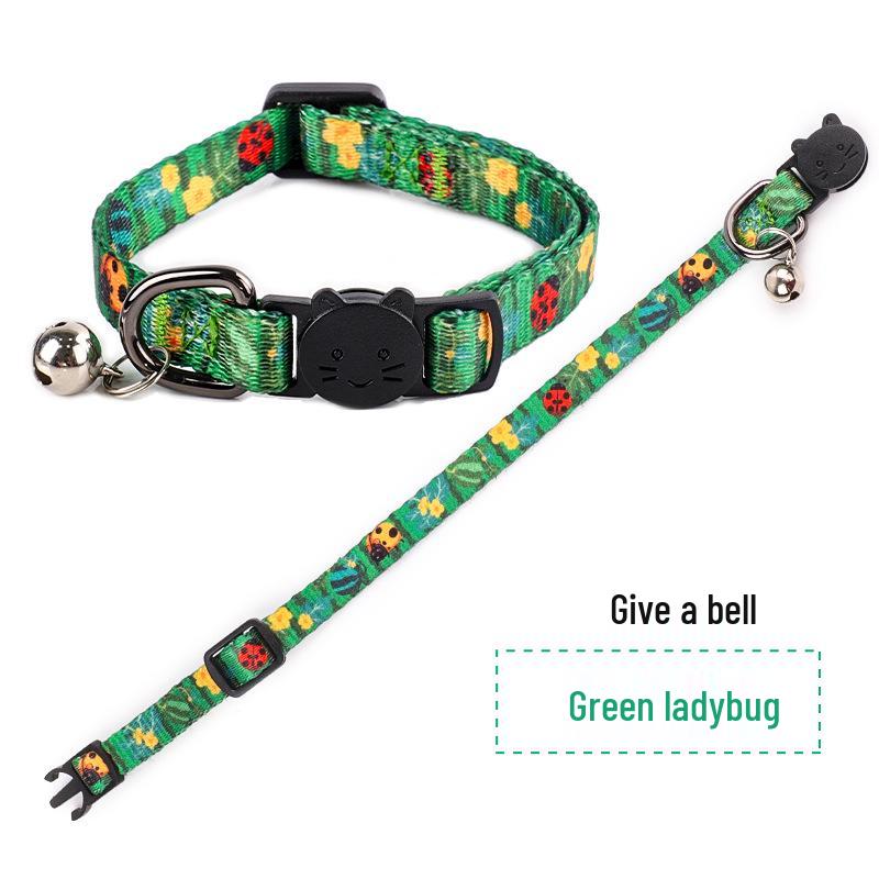 Cute Printed Bell Cat Collar 
