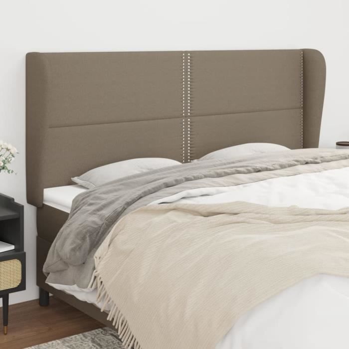 VidaXL Tête de lit avec oreilles Taupe 203x23x118-128 cm Tissu3117842