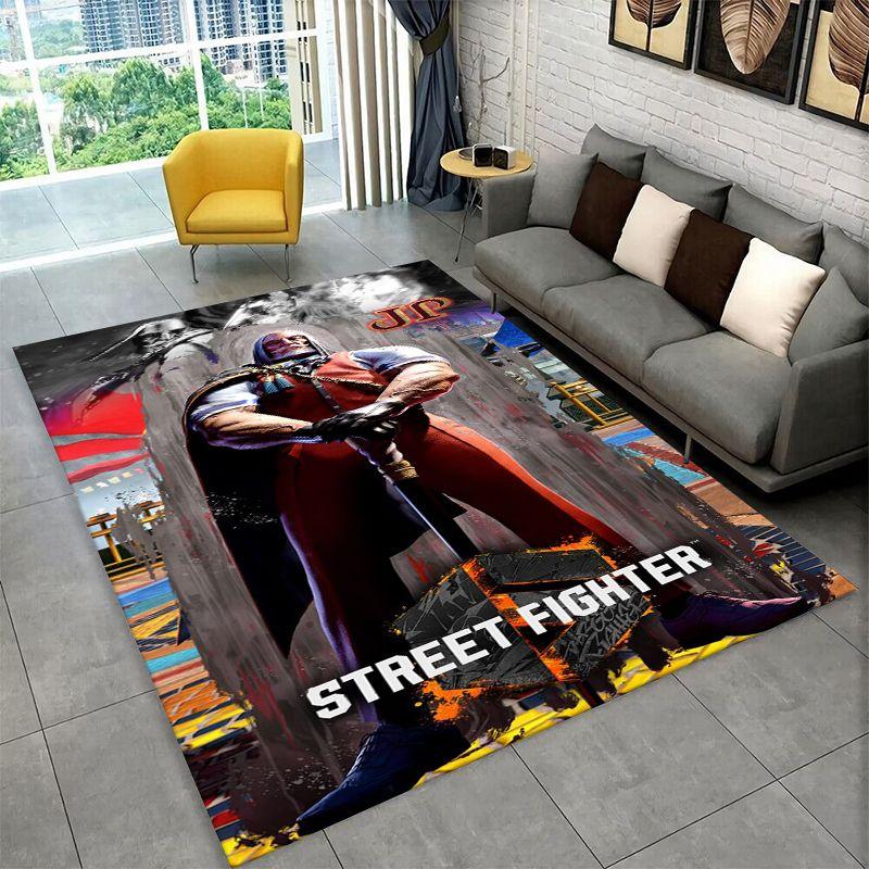 Retro Street Fighter Games Cartoon Carpet Rug for Bedroom Living Room Sofa Playroom Doormat Home Decor,Kid Area Rug Non-slip