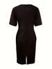 Frühling/Sommer 2026 Damen einfarbig zweireihig V-Ausschnitt Bodycon Anzugkleid