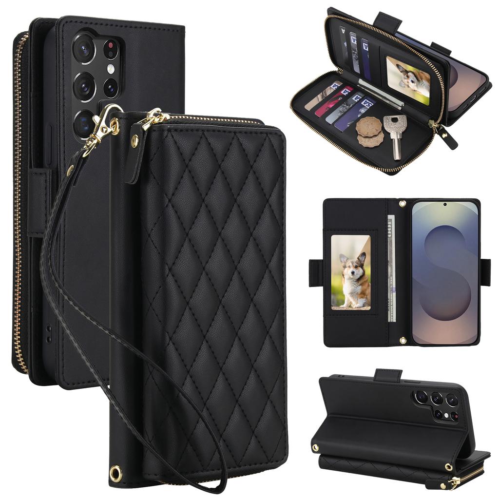 Crossbody Wallet Cards Solt Leather Case For Samsung Galaxy S26 Ultra S25 S24 Plus S23 A17 A07 A57 Shockproof Lanyard Bag Cover