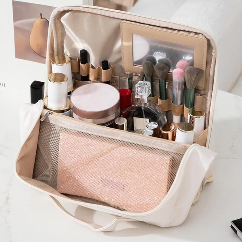 Extra Large Capacity Cosmetic Bag Multi-Compartment Multi-Layer Pen Bag High Aesthetic Solid Color Storage Bag Cosmetics
