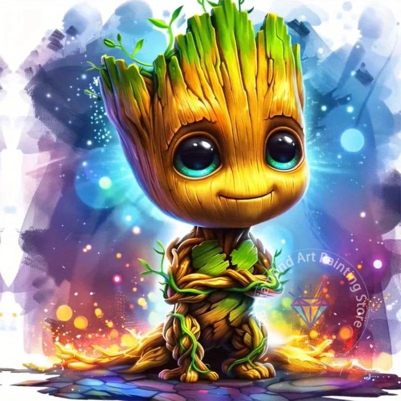 Groot Spider Man AB Diamond Painting Kit 5D DIY Diamond Embroidery Handmade Art Children's Gift Crafts Home Decoration