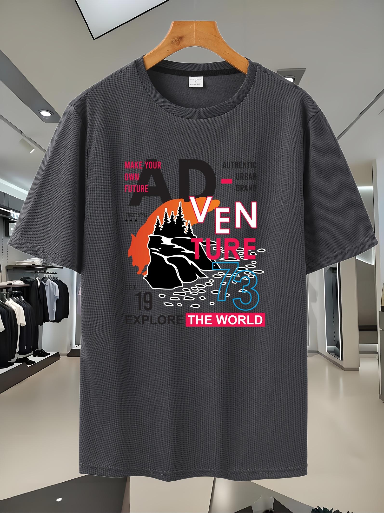 Breathable Mesh Running T-shirt - Adventure Graphic Print XXL
