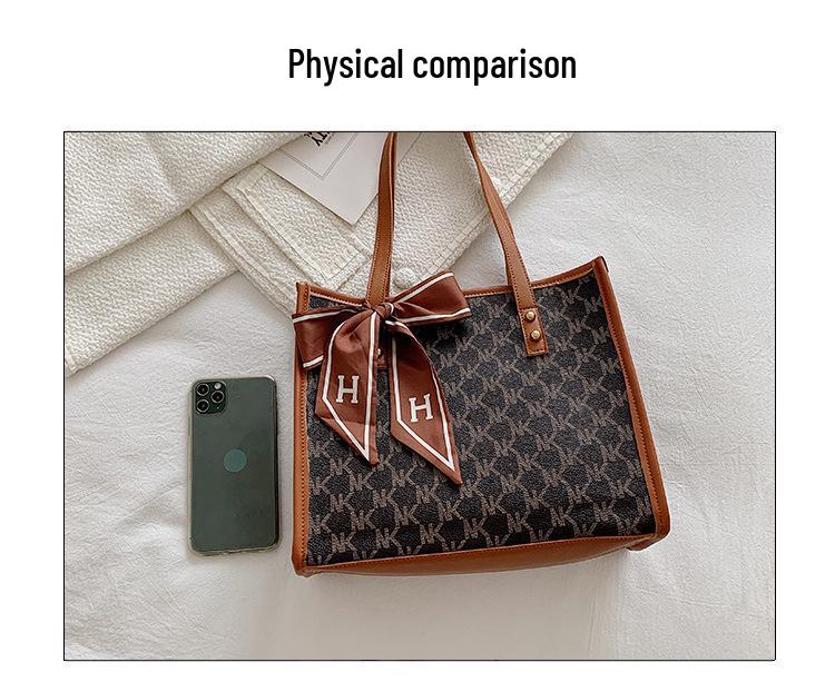 Women's 2022 Trendy Large Silk Scarf Shoulder Tote Bag