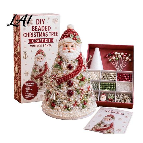 Zero-based Beading Material Kit DIY Christmas Tree for Adults Beginners Handmade 3D Ornament with Full Miniature Forest Desktop Display Tools