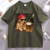 Golden Retriever Che Beve Birra Divertente Meme Grafica Magliette Uomo Estate Bere Maglietta Cotone Prin