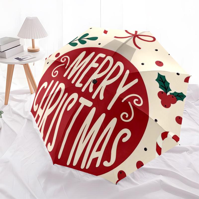 1pc Merry Christmas Ornament Umbrella with Plastic Handle,Suitable for All Seasons Home Travel Outdoor UmbrellaDD216