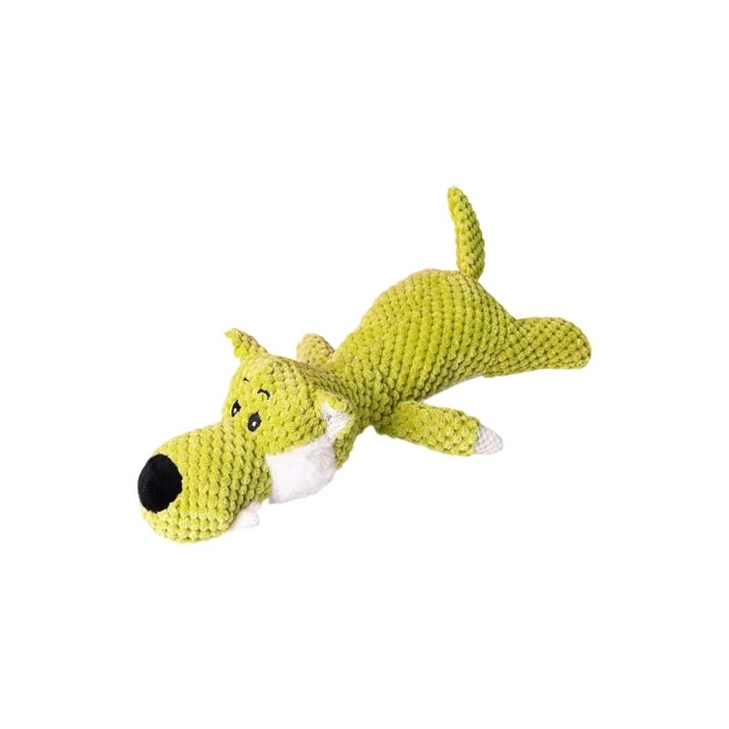 

Multifunctional Interactive Dog Toy Plush Wolf Shape Teething Plush Toy Teeth Chewer Game Dental Care