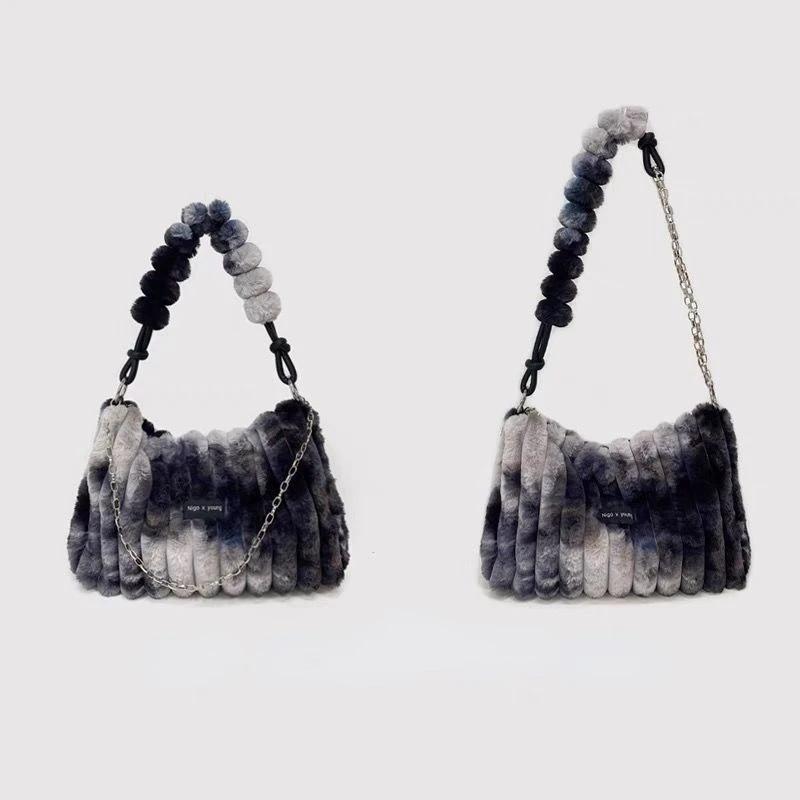 Женская сумка осень зима пушистая мода цепи молния мягкие кошельки и сумки сумка через — фото 4