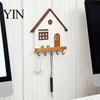 Wall Storage for Keys Mounted Wooden Key Holder, 5 Hooks Shelf, Dual Adhesive Entryway Hook Installation Options Organizer Kitchen And Living