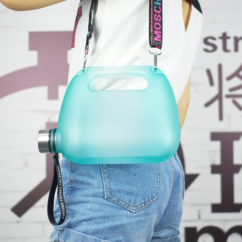 1500Ml single-layer carry rope backpack kettle creative gradual change color gift cup sports kettle 1500ml