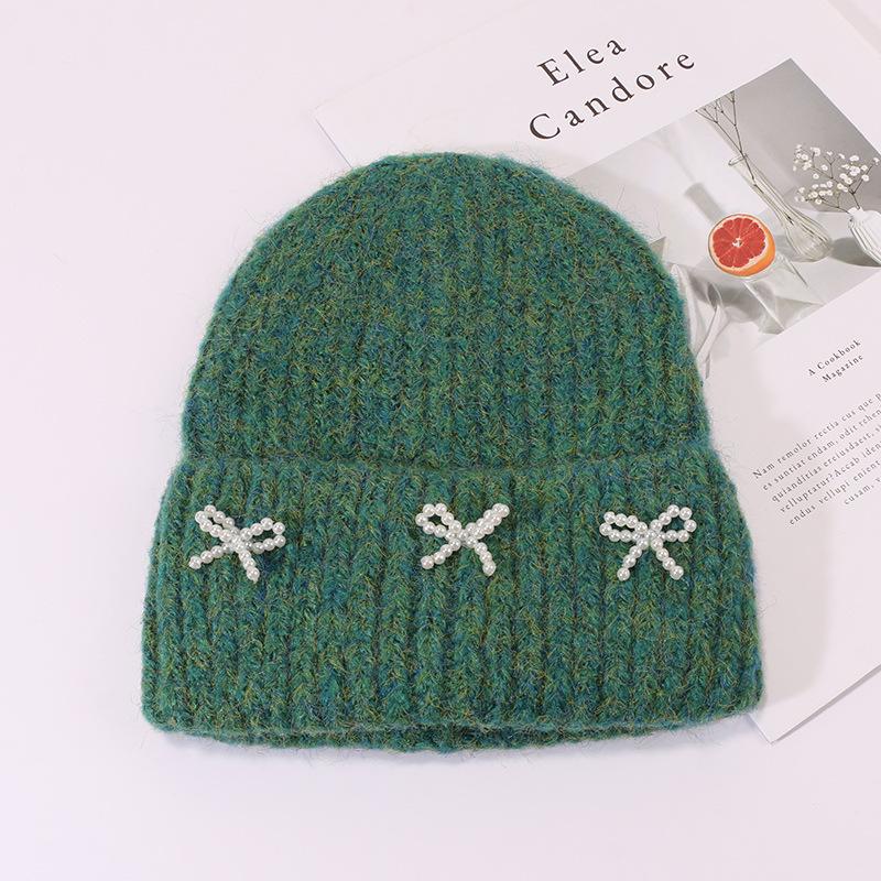Bow Hat for Women's Winter Wool Hat Big Head Circumference Thickened Warm Knitted Hat
