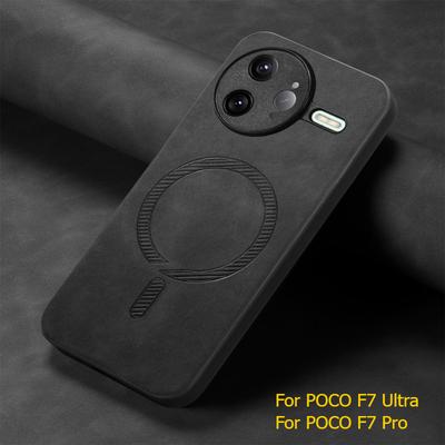Custodia Magnetica in Pelle per POCO F7 Ultra F7 Pro Magsafe Opaca Antiurto Cover Bumper per POCO F7Pro F7Ultra X7 Pro Guscio