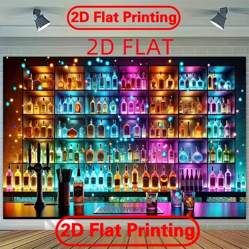 

Colorful Neon Bar Tapestry, Liquor Bottles Wall Hanging for Party Decor 47.2x31.5inch/120*80cm