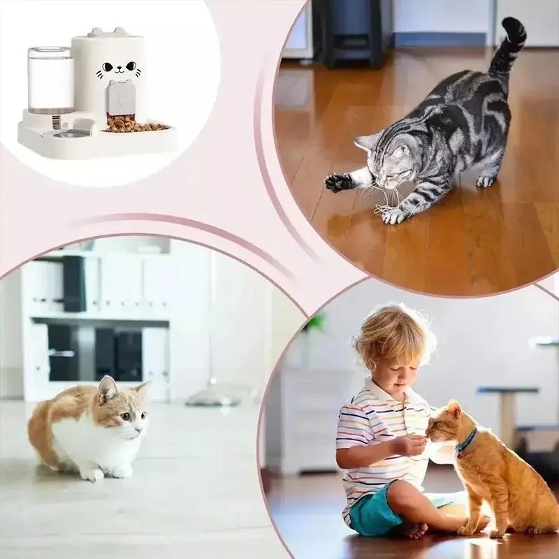 2in1 Auto Cat Dog Feeder Large Capacity Dry Wet Food Dispenser Automatic Water Fountain Leakproof Bowl Pet Food Storage Pet Acce