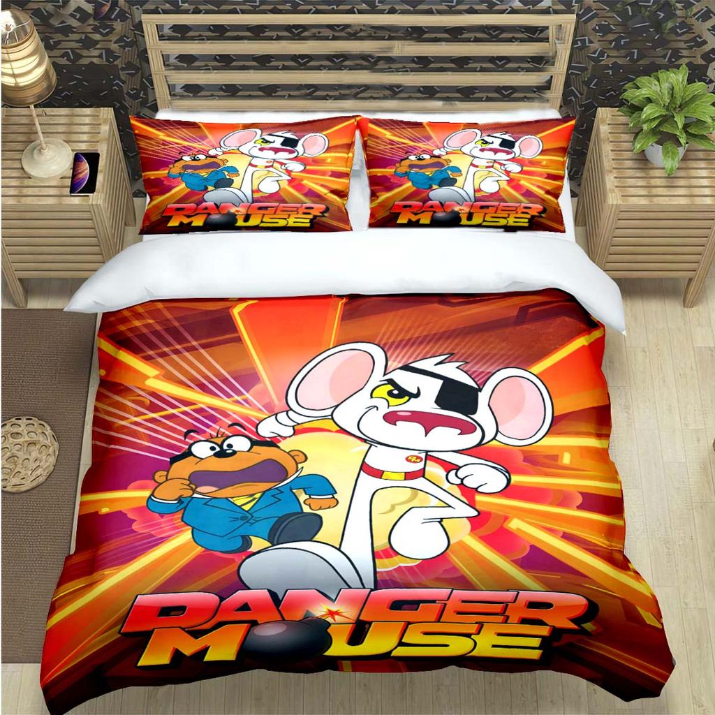 Popular Cartoon D-Danger Mouse Print Bedding Sets Bed Supplie Set  Comforter Set  Teens Girls Twin Single Kid Gift