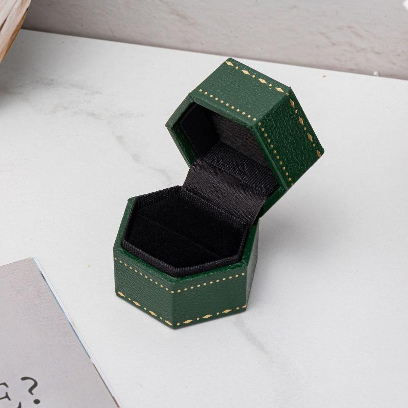 Luxury Soft Hexagon Velvet Vintage Single Ring Box Empty Jewelry Holder for Engagement Wedding Proposal Gift