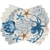 4 pz Tovaglietta Tema Oceano Tartaruga Marina Polpo Stella Marina Design Tappetino da Tavola Resistente al Calore Antiscivolo Lavabile Decorazione da Tavola da Spiaggia