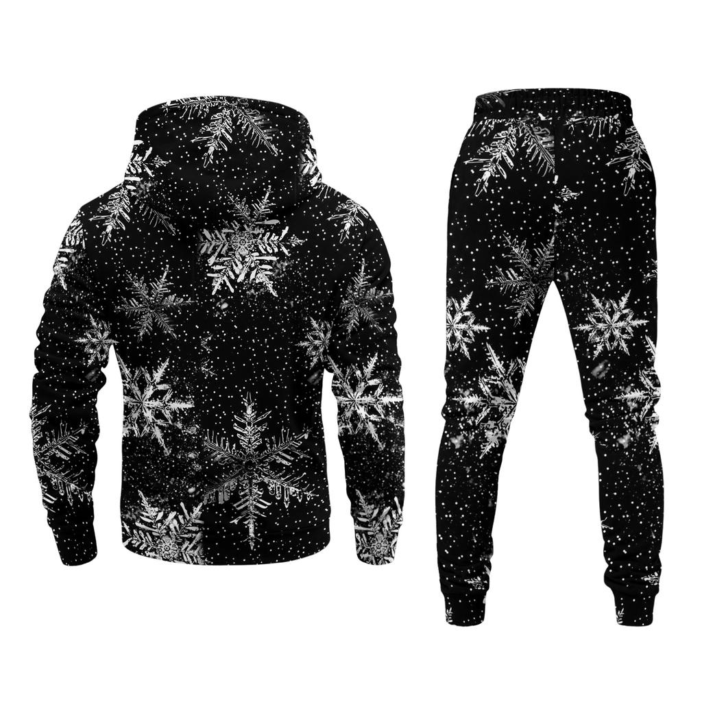 Men's Christmas Print Hoodie and Straight Leg Sweatpants 2 Piece Casual Outfit