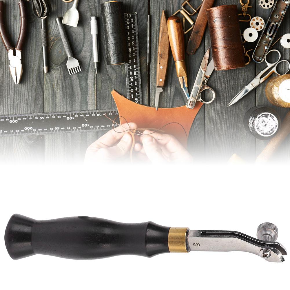 Ebony Handle Adjustable Stainless Steel Edge Creaser Leather Craft Press Hand DIY Tool