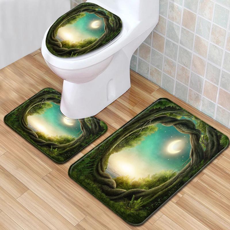 Creative Toilet Three-Piece Floor Mat Bathroom Three-Piece Carpet Doormat