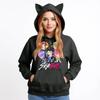 Damemote Casual Langermet trykt Rundhals hettegenser Pullover Topp med lommer