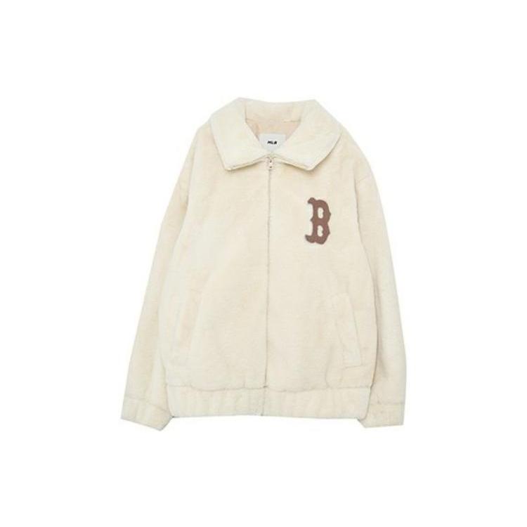 MLB Velvet Jackets Unisex Light Beige Lapel Moderate 3AFDV0236-43BRG XS