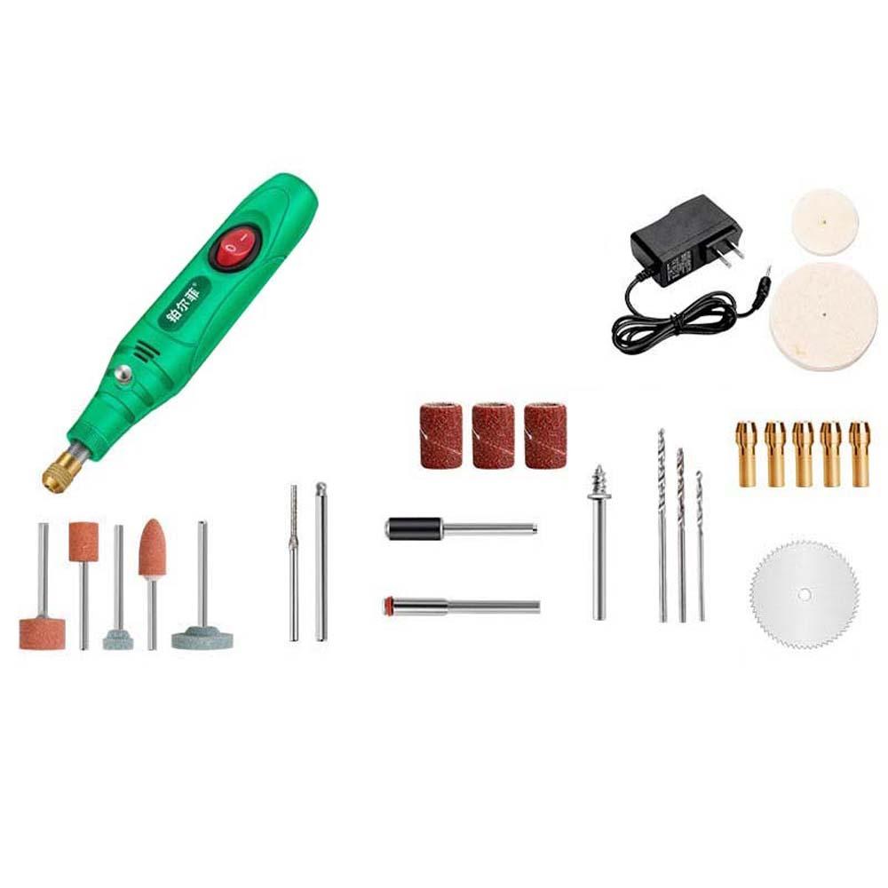 

Эргономичный набор электрической дрели Вилка США Аккумуляторная дрель Мини роторный шлифовальный инструмент Полировка зелёный