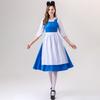 Cosplay European and American Alice Maid Dress Halloween Costume Bavarian Traditional German Oktoberfest Blue and White Dress Woman