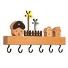 Wooden Key Hook Rack 6 Hooks Sundries Storage Shelf Coat Rack  Kitchen Bathroom Bedroom