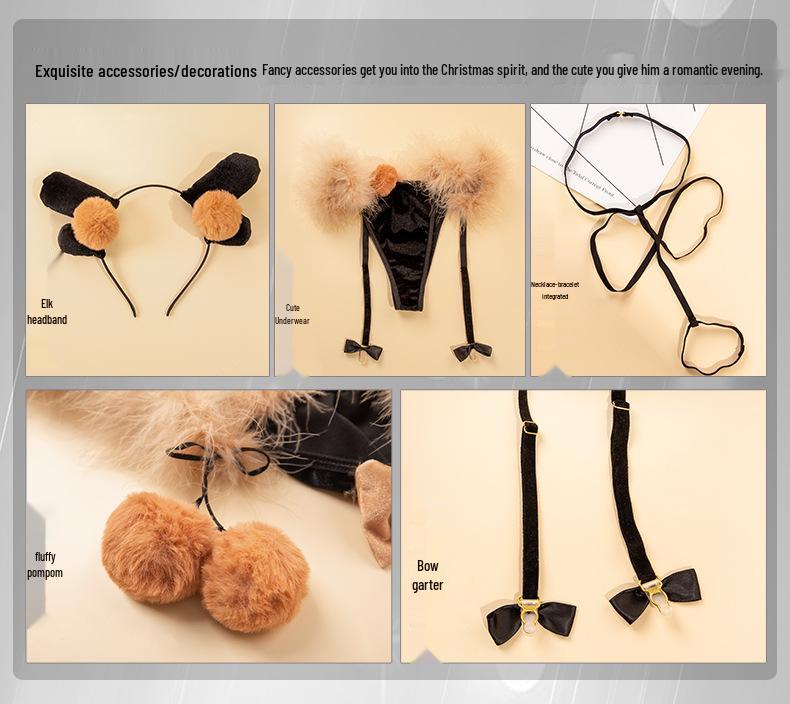 Man Yan Lingerie Sexy Reindeer Christmas Bowknot Set TNY9891
