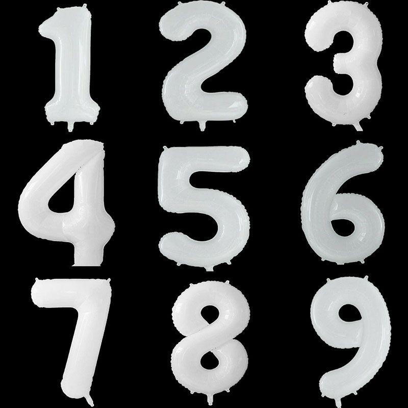 Large 40" White Giant Number Age Foil Balloons Helium Air Happy Birthday Party