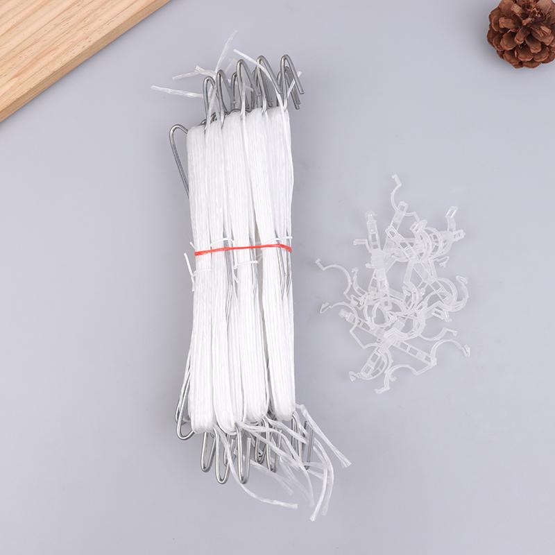 

10 шт. Крючки-клипсы для растений с веревкой 10 м + 20 клипс J-образные крючки Набор клипс Крючки для выращивания томатов Клипсы для томатов Винограда Перца белый