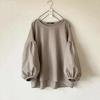 Damen Rundhals Langarm Locker Geschnitten Bluse Lässig Laternenärmel Einfarbig Vintage Oberteil