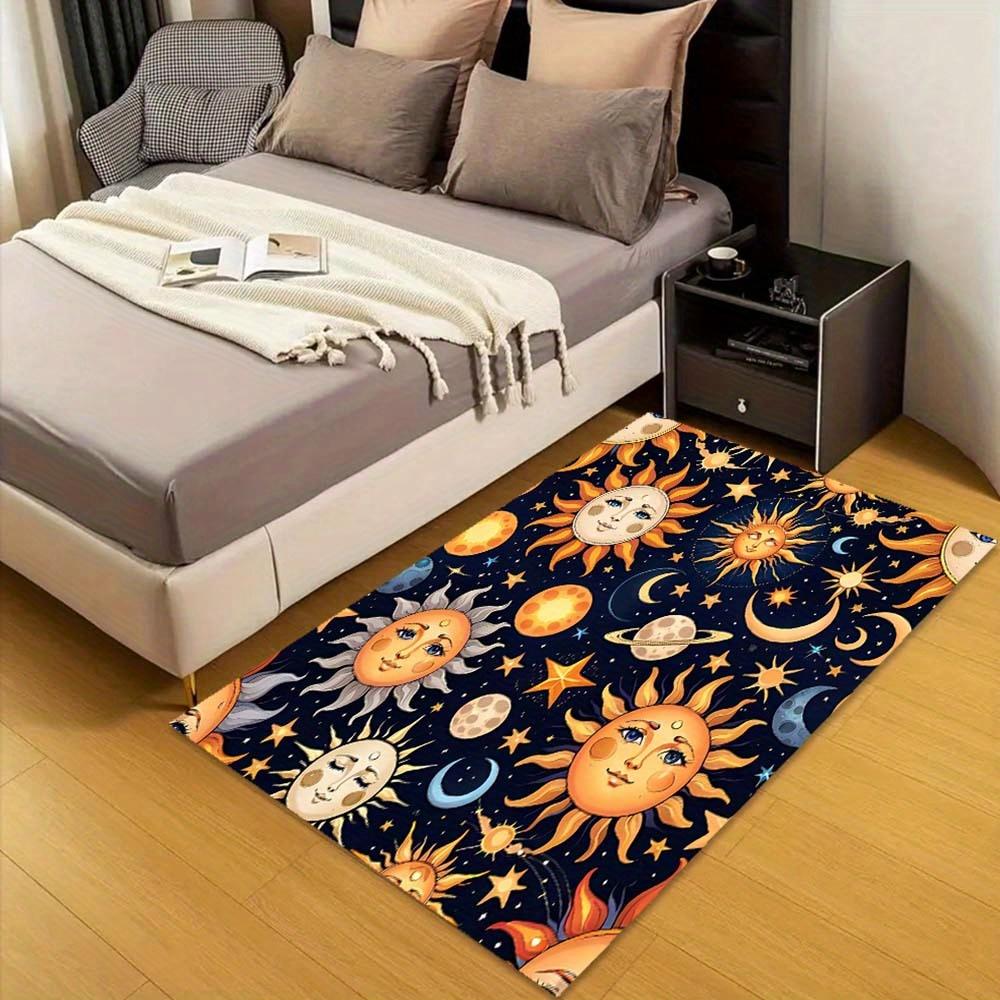 Sun & Moon Design Rug – Non-Slip Floor Mat for Living Room & Bedroom | Hand Washable Decorative Area Rug for Home Spaces