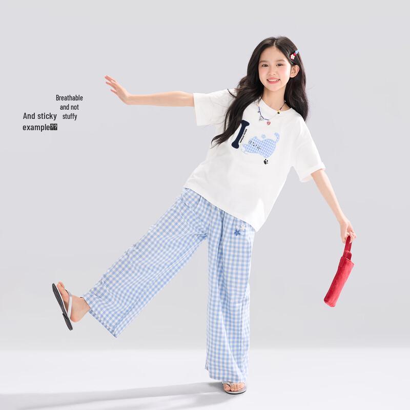 Girls  Starfish Button Cotton Wide-Leg Pants 130