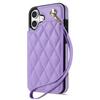 Plush Plaid Card Holder Phone Case for Apple 16 with Lanyard - Full Coverage, Luxury Style