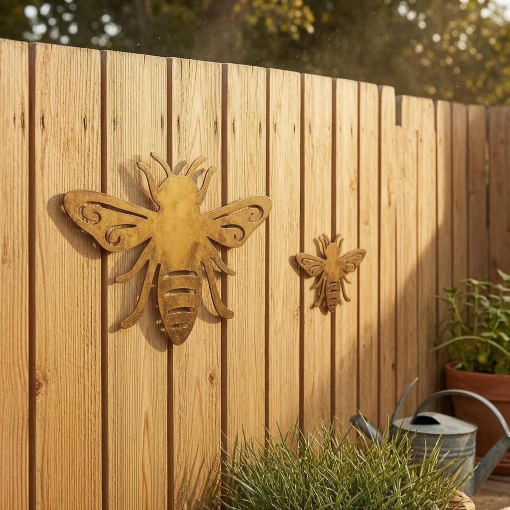 Abeja Metálica Calada Miel Envejecida Abeja de Miel Decoración de Jardín para Maceta