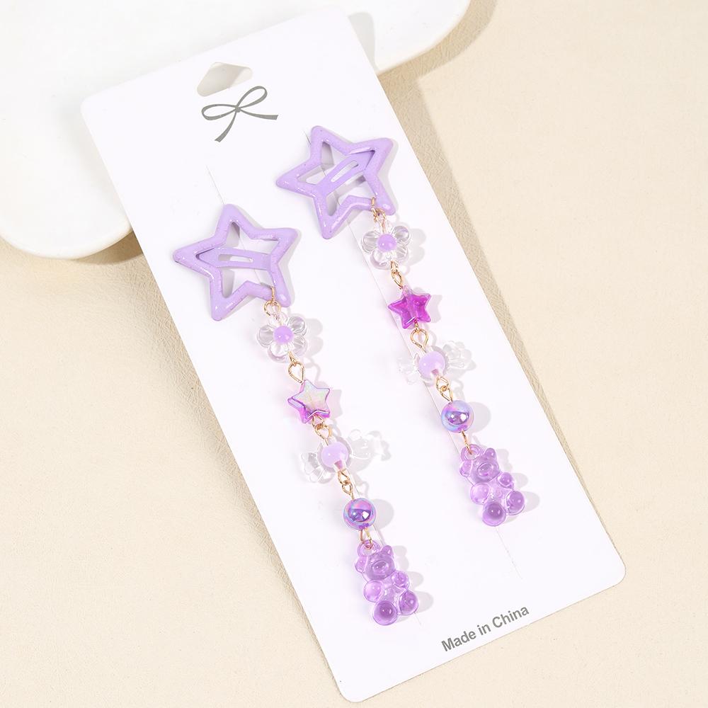 

2 шт. Y2k Звезда Заколка для волос Сладкий Мини Цветок Конфета Пластиковый Медведь Кристальная Подвеска Заколка Головной убор Для Девочки Металлическая Заколка Аксессуары