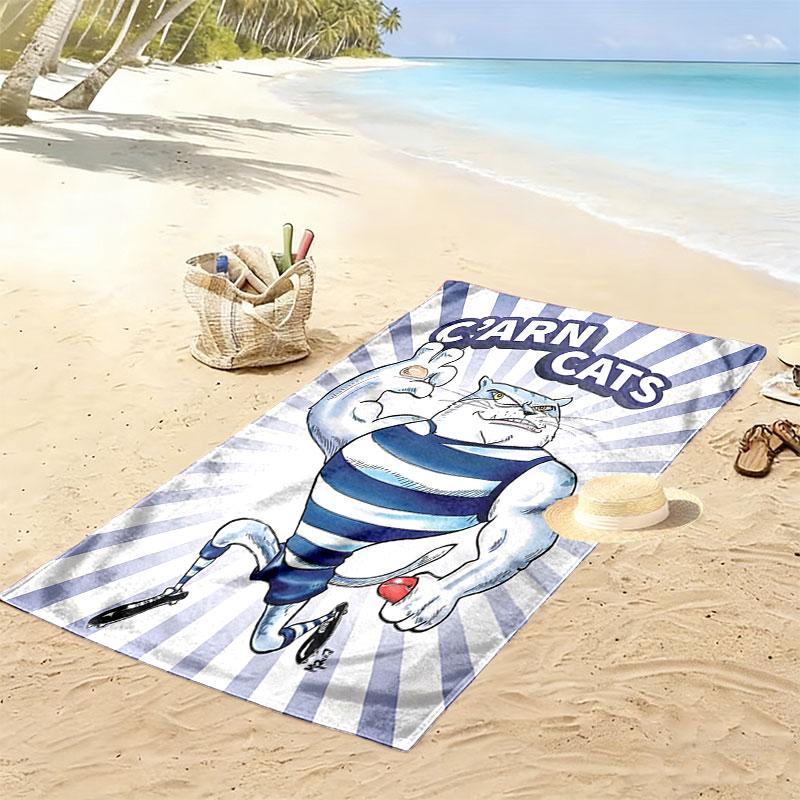 Geelong Champions Print Beach Towel, Large Soft Quick Dry Towel for Beach Camping Swimming