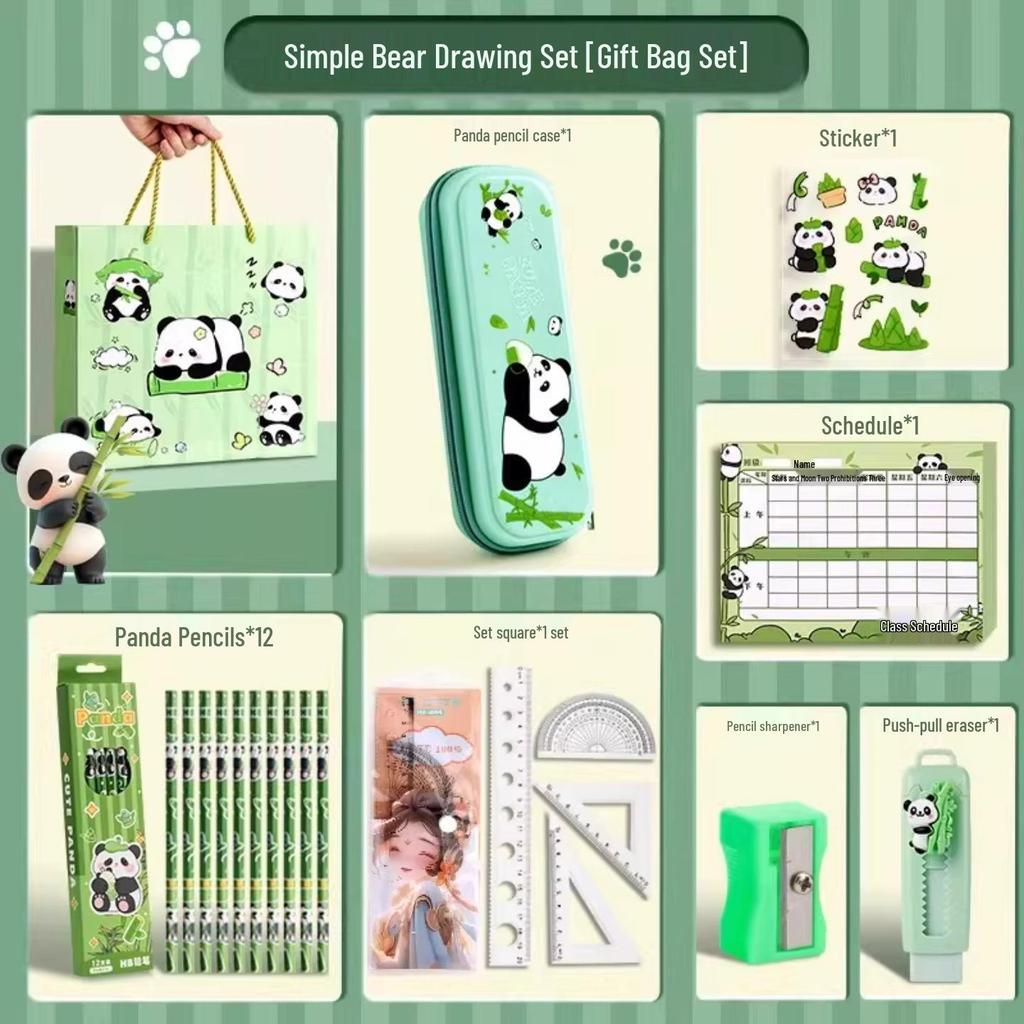 Panda Stationery Set: Creative Birthday Gift for Primary School Boys
