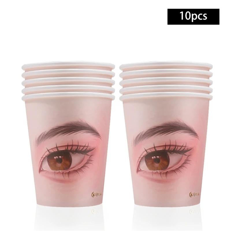 50/10 Pcs Eyelash Practice Paper Cup Lash Extension Supplies Mannequin Exercises Professional Makeup for Starters Auxiliary Tool