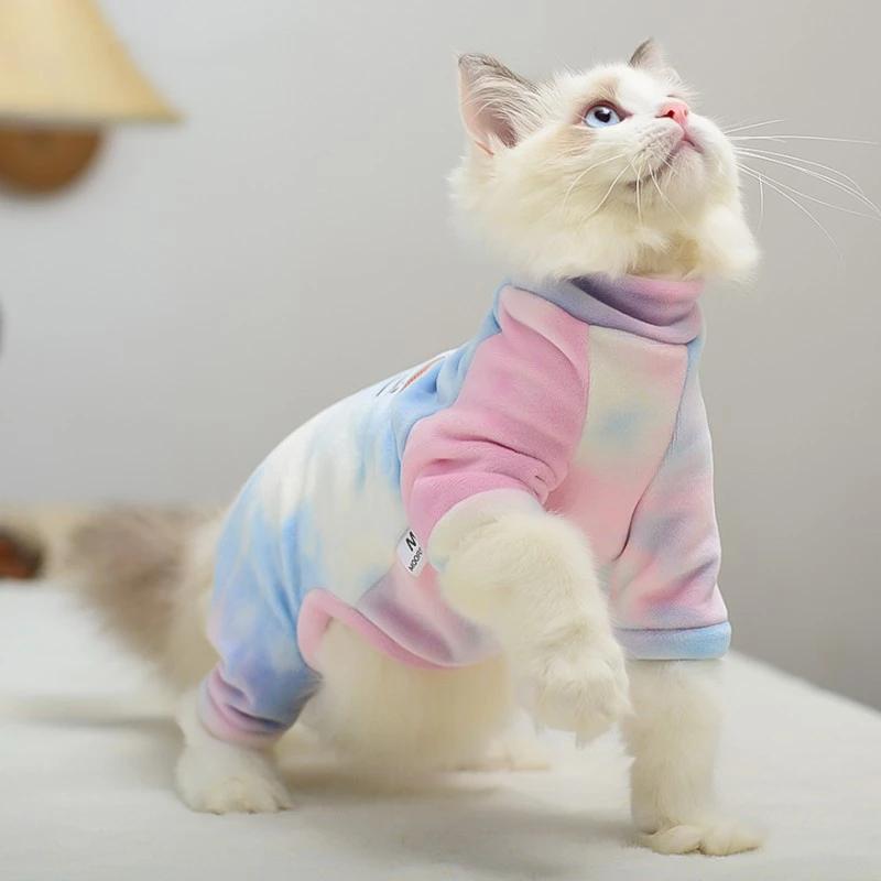 Winter Sphinx Cats Clothes Cotton Kittens Jumpsuit Warm Clothing For Sphynx Pet Costumes Plus Velvet Thickening DevonRex Ragdoll