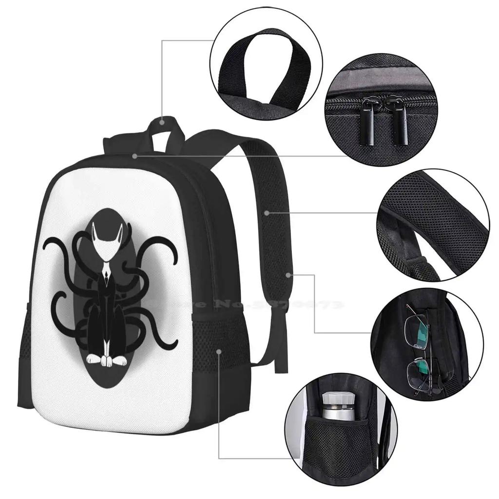 Slendercat Teenager College Student Rucksack Muster Design Taschen Slenderman Slendercat Kitty Kätzchen Niedlich Gruselig Spoopy Creepypasta