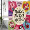 Mother's Day Floral Text Mother and Child Embrace Character Collage Shower Curtain, Bathroom Decorative Shower Curtain, Waterpro
