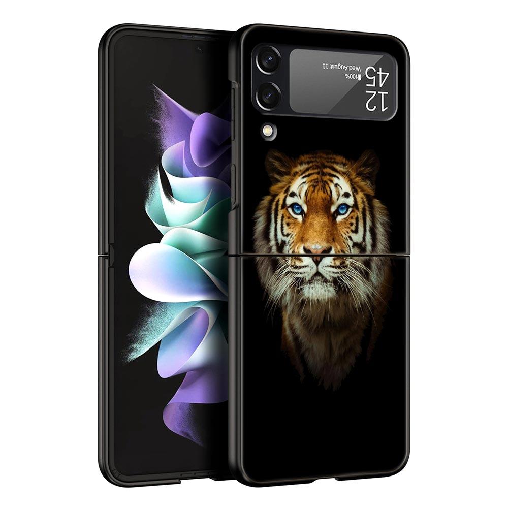Z Flip 4 Phone Case for Samsung Galaxy Z Flip 3 5G ZFlip3 Flip3 zflip Flip4 Black Hard Cover Lion Tiger king monkey animal Shell